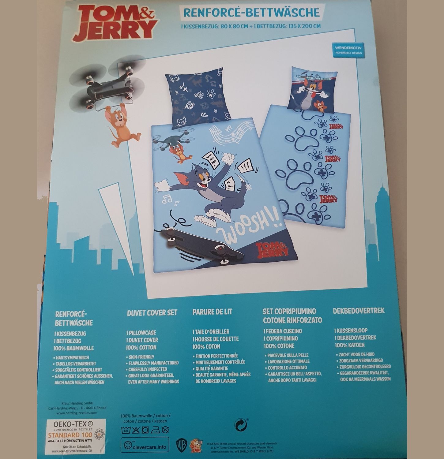 Tom & Jerry - Wendebettwäsche - 80 x 80 / 135 x 200 cm