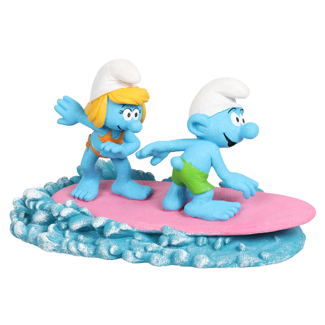 Schlumpfine mit Schlumpf auf dem Surfbrett - Deko-Figur