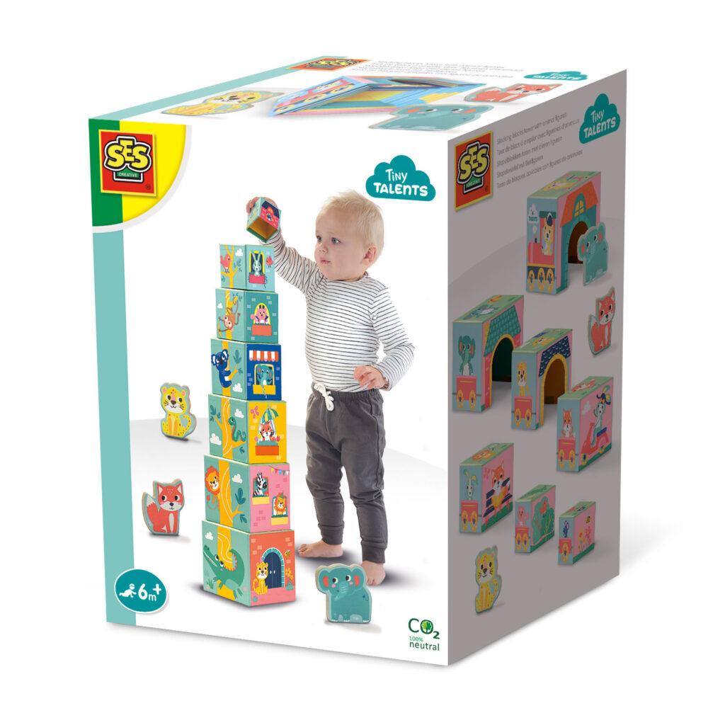 SES Stapelwürfel mit Tierfiguren