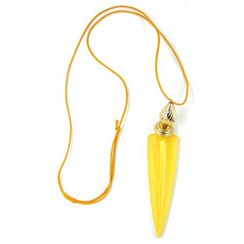 Kette 97x28mm Dreieck lang gelb-marmoriert Kunststoff Kordel gelb 100cm (Länge 100cm)