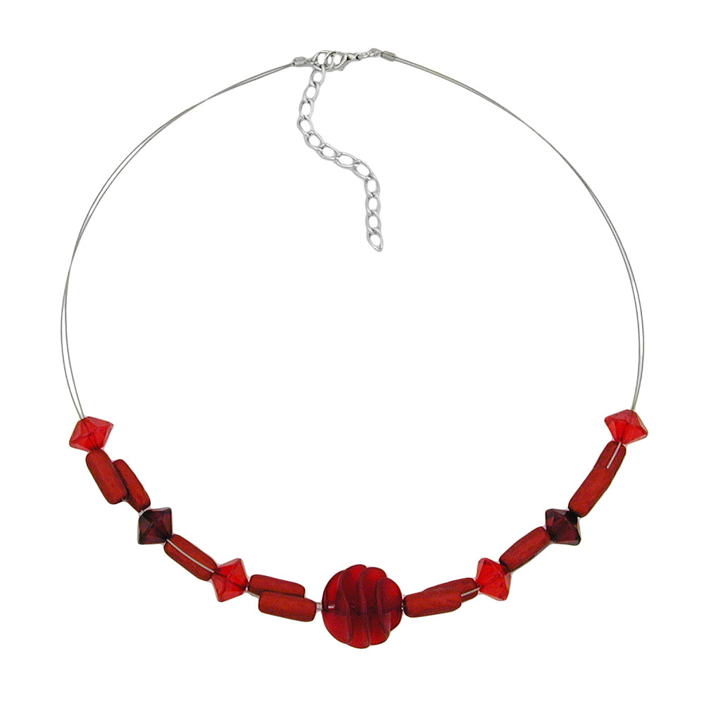 Kette Drahtkette Spiralperle dunkelrot Kunststoffperlen 45cm (Länge 45cm, rot)