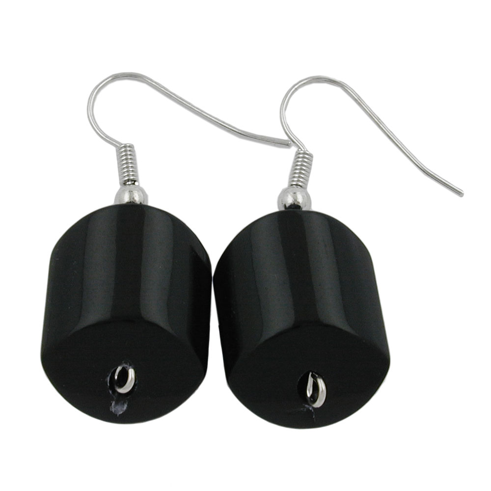 Ohrhaken Ohrhänger Ohrringe 37x15mm Schrägperle Kunststoff schwarz-glänzend (schwarz)
