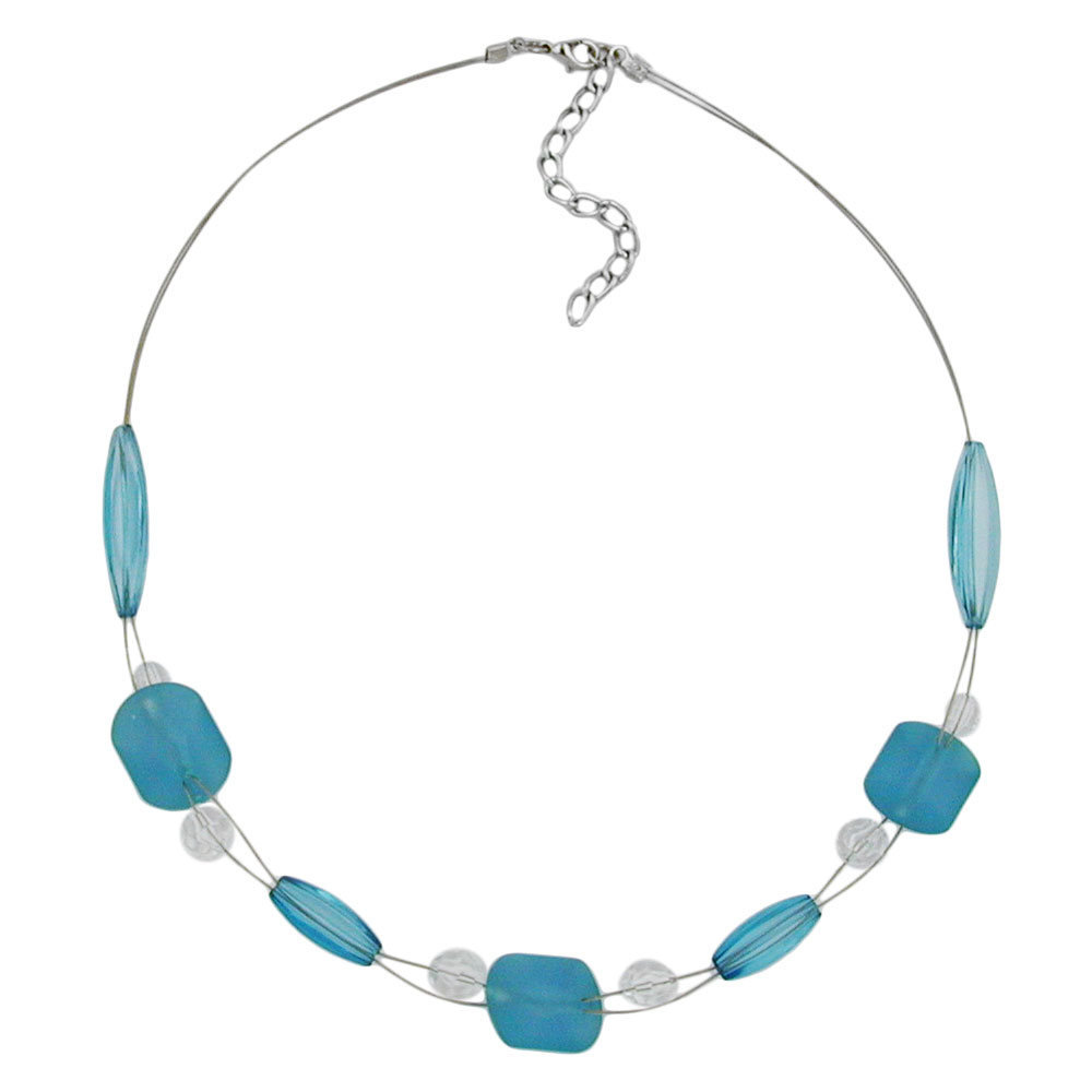 Kette Drahtkette türkis-aqua-transparent Kunststoffperlen 45cm (Länge 45cm, türkis)
