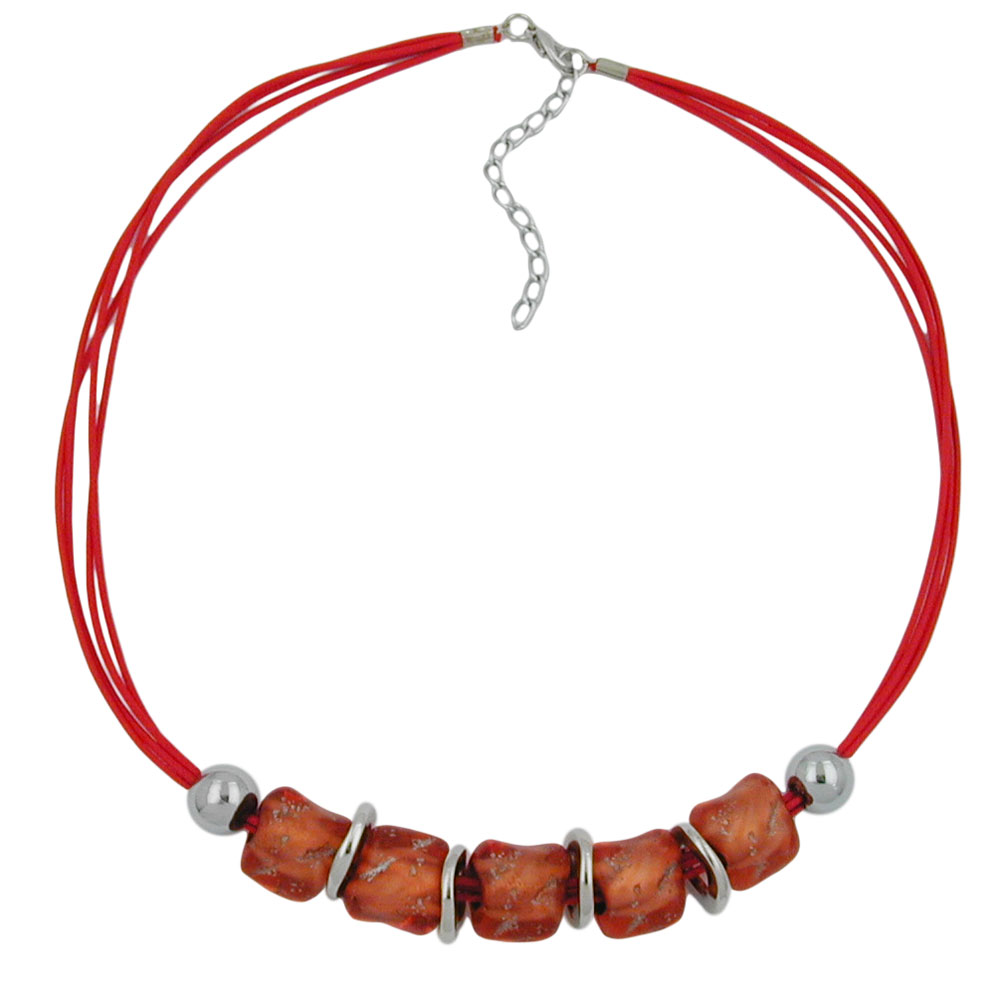 Kette 18mm Steinperle apricot-silbergrau-chrom Kunststoff 50cm (Länge 50cm, apricot)
