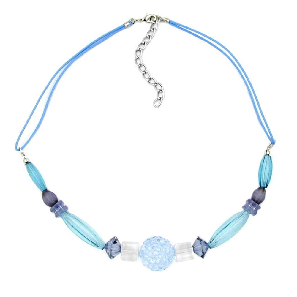 Kette hellblau-türkis-transparent Kunststoff Kordel hellblau 42cm (Länge 42cm, türkis)