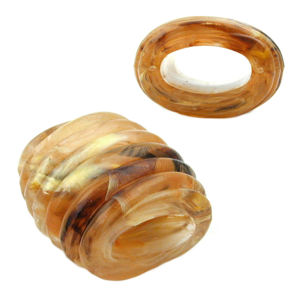 Tuchring 35x34x23mm Spirale Kunststoff horn-gelb-braun-marmoriert matt (braun)