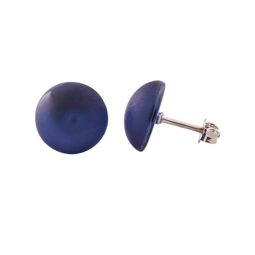 Ohrstecker Ohrring 12mm Kunststoff blau-transparent-eismatt Stift silberfarben