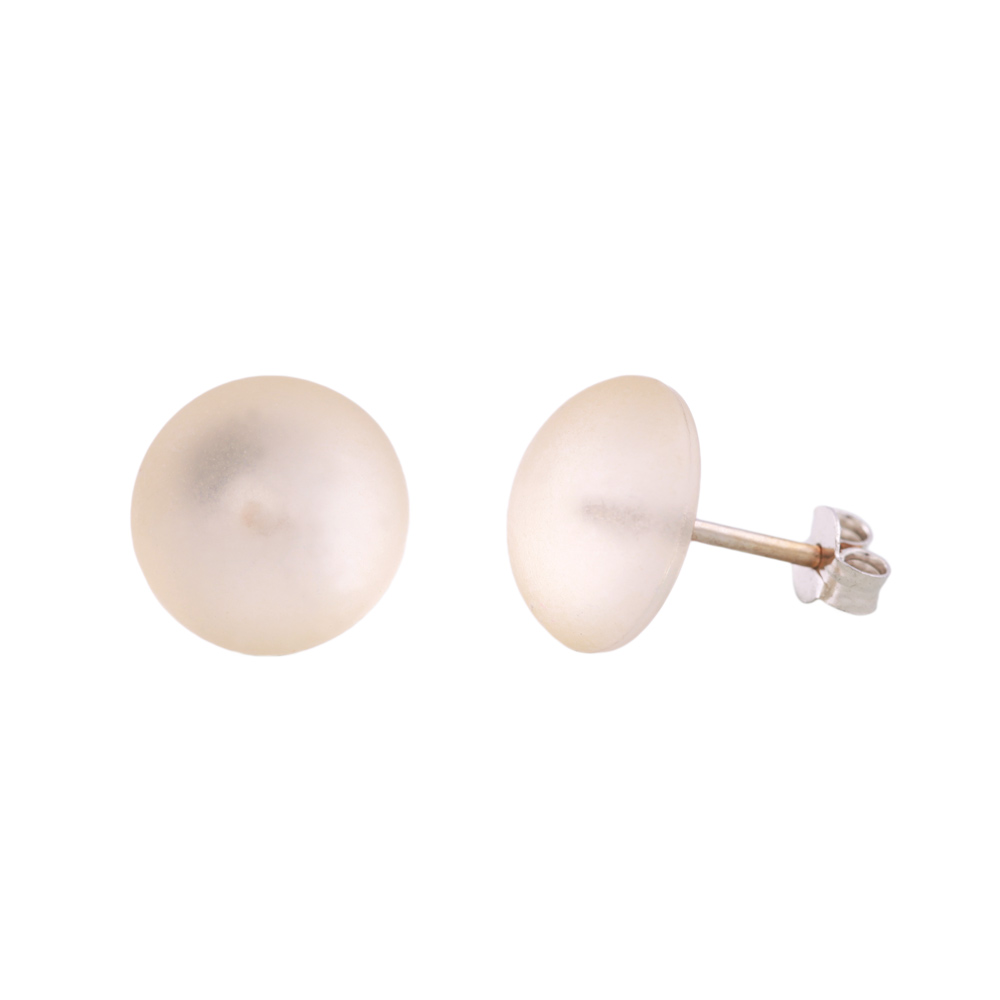 Ohrstecker Ohrring 12mm Kunststoff weiß-transparent-eismatt Stift silberfarben