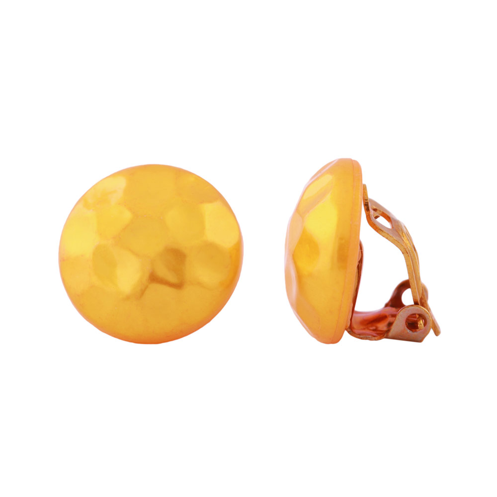 Ohrring Clip 16mm Kunststoff gelb-seidig-glänzend gehämmert