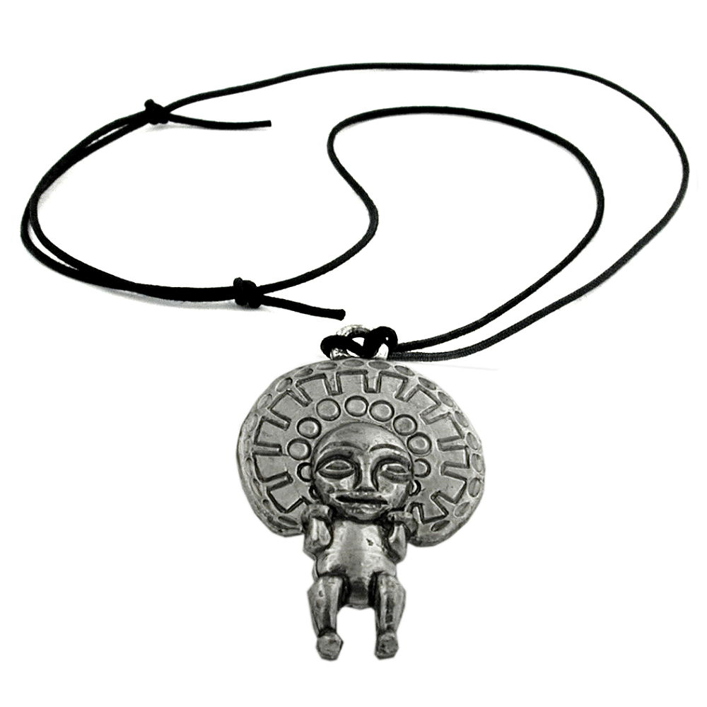 Kette 52x37mm Anhänger Zinn Gott der Inka 100cm (Länge 100cm)