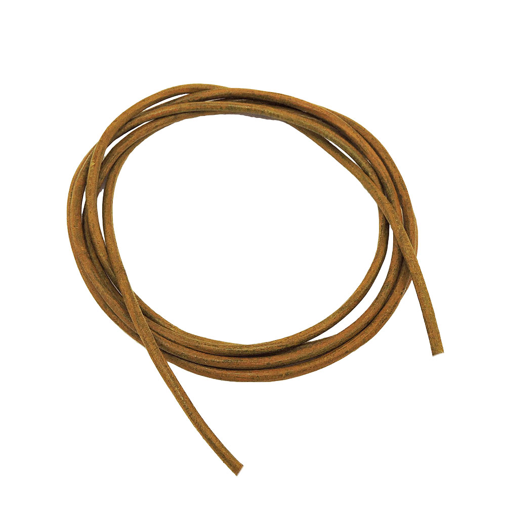Lederband rund Rindleder 2mm olivgrün khaki gefärbt ca. 1m (Länge 100cm, oliv-khaki)