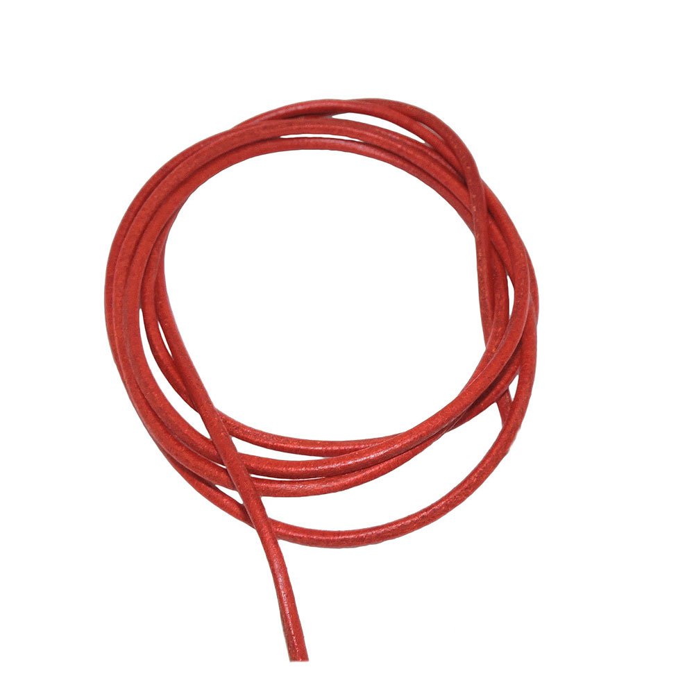 Lederband rund Rindleder 2mm rot gefärbt ca. 1m (Länge 100cm, rot)