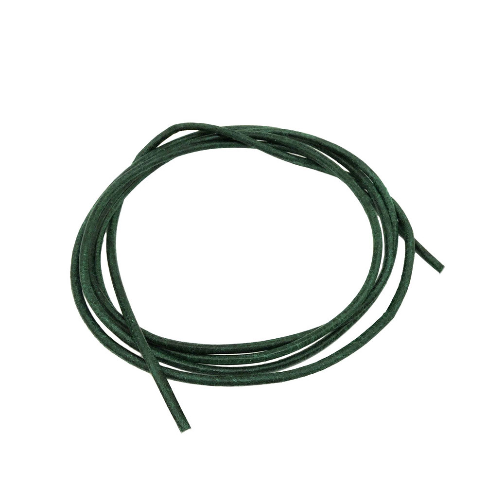 Lederband rund Rindleder 2mm tannengrün gefärbt ca. 1m (Länge 100cm, grün)