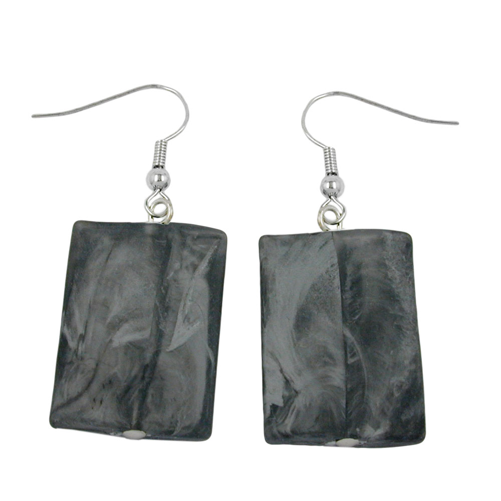 Ohrhaken Ohrhänger Ohrringe 45x17mm Viereck Kunststoff schwarz-grau matt (grau)