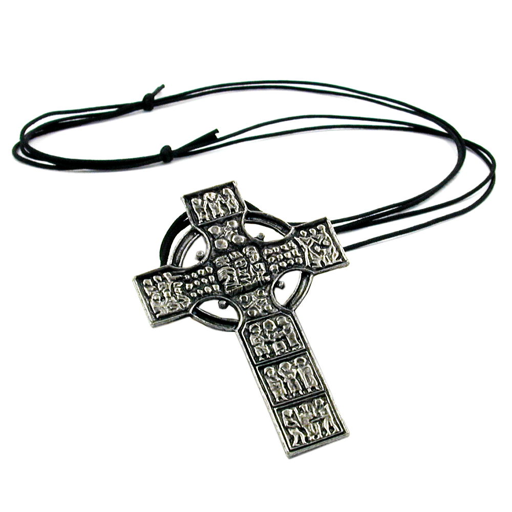 Kette 88x58mm Zinn-Anhänger keltisches Kreuz 110cm (Länge 110cm)