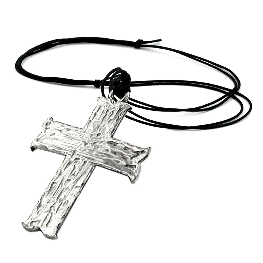 Kette 83x63mm Anhänger Zinn großes Kreuz 110cm (Länge 110cm)