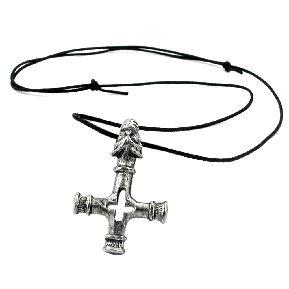 Kette 50x33mm Zinn-Anhänger Wolfskreuz 100cm (Länge 100cm)