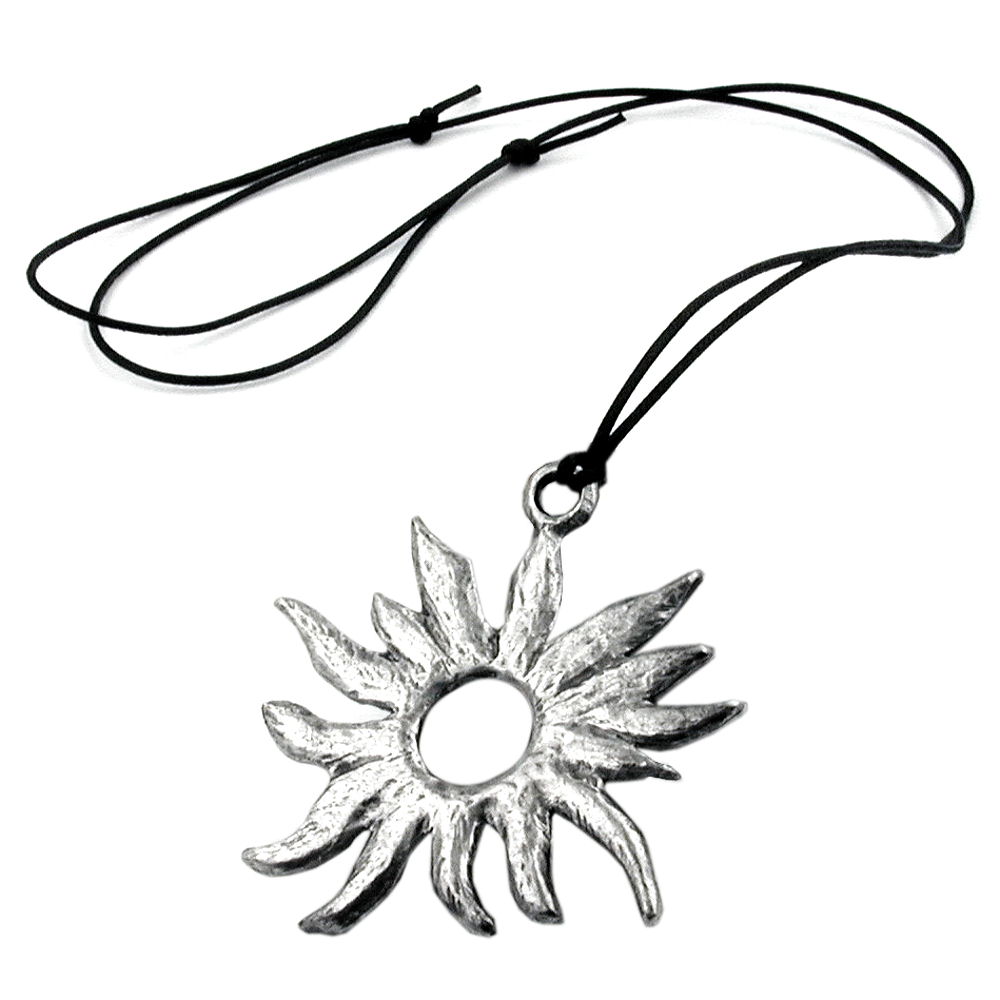 Kette 68mm Zinn-Anhänger Sonne 110cm (Länge 110cm)