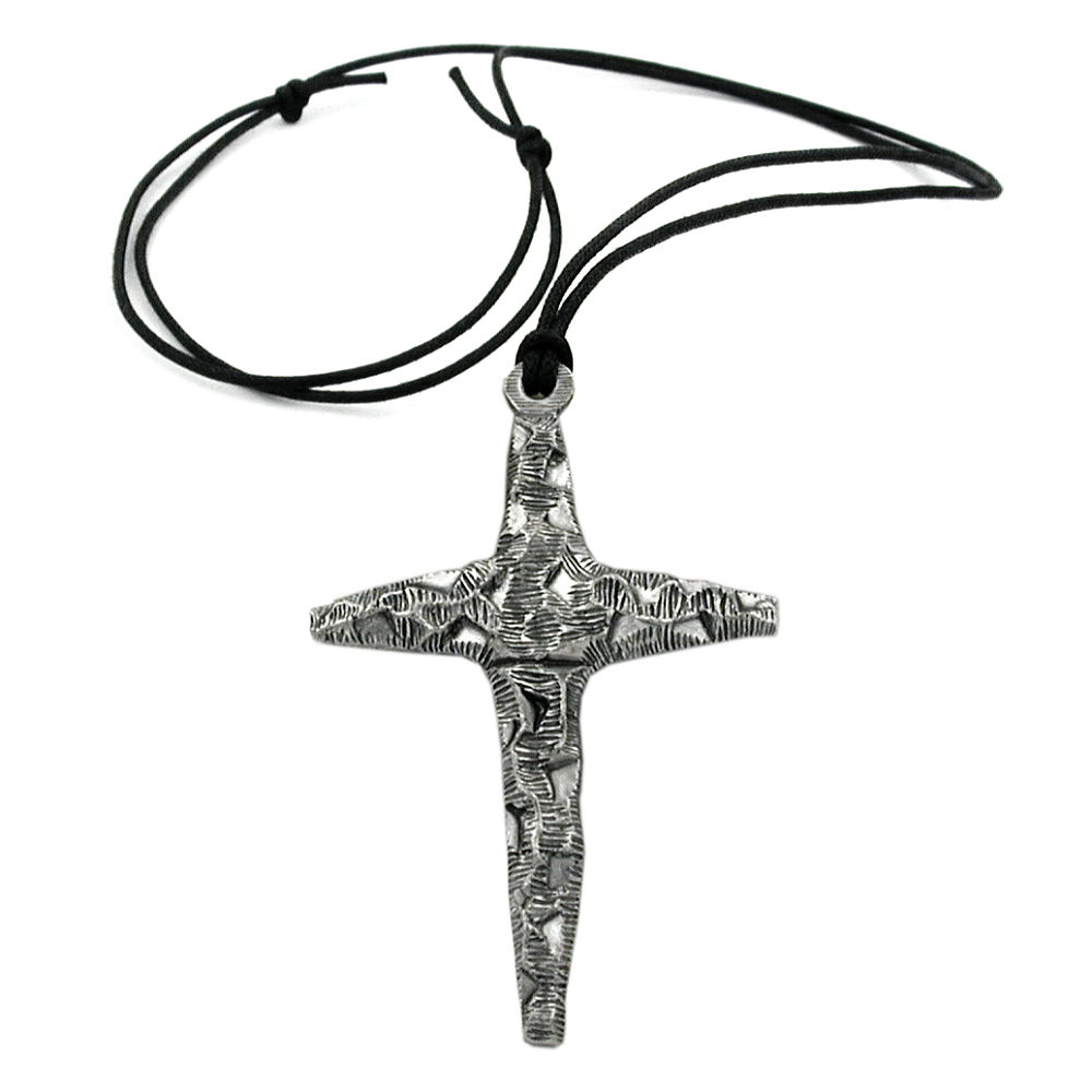 Kette 65x46mm Zinn-Anhänger Dornenkreuz 100cm (Länge 100cm)