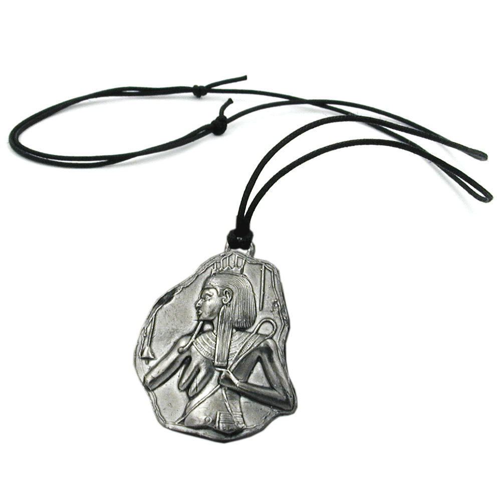 Kette 45x42mm Platte ägyptisches Relief Zinn-Anhänger 100cm (Länge 100cm)