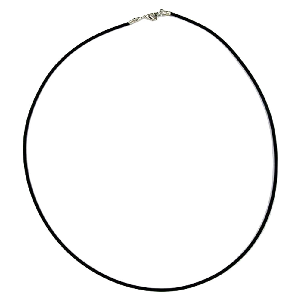 Rundschnur 2mm Vollgummikette Naturkautschuk Verschluss silberfarbig 50cm (Länge 50cm, schwarz)