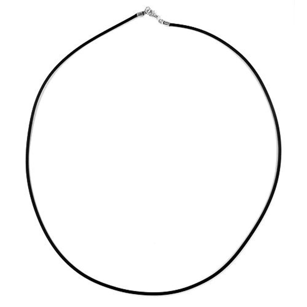 Rundschnur 2mm Vollgummikette Naturkautschuk Verschluss silberfarbig 55cm (Länge 55cm, schwarz)