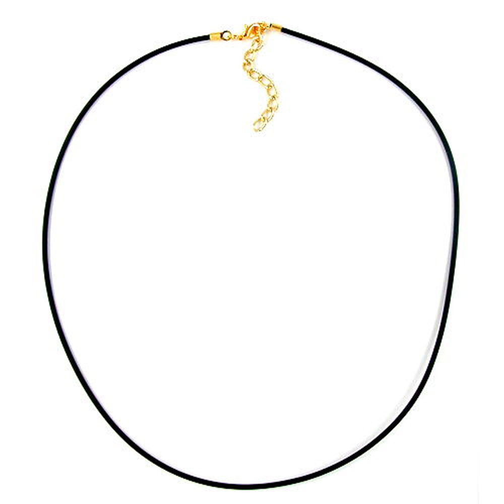 Rundschnur 2mm Vollgummikette Naturkautschuk Verschluss goldfarbig 45cm (Länge 45cm, schwarz)