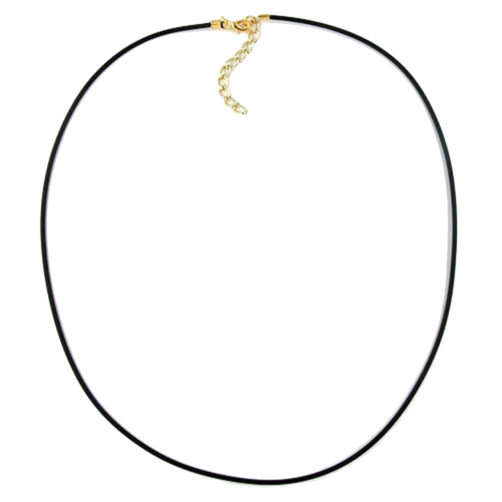 Rundschnur 2mm Vollgummikette Naturkautschuk Verschluss goldfarbig 55cm (Länge 55cm, schwarz)