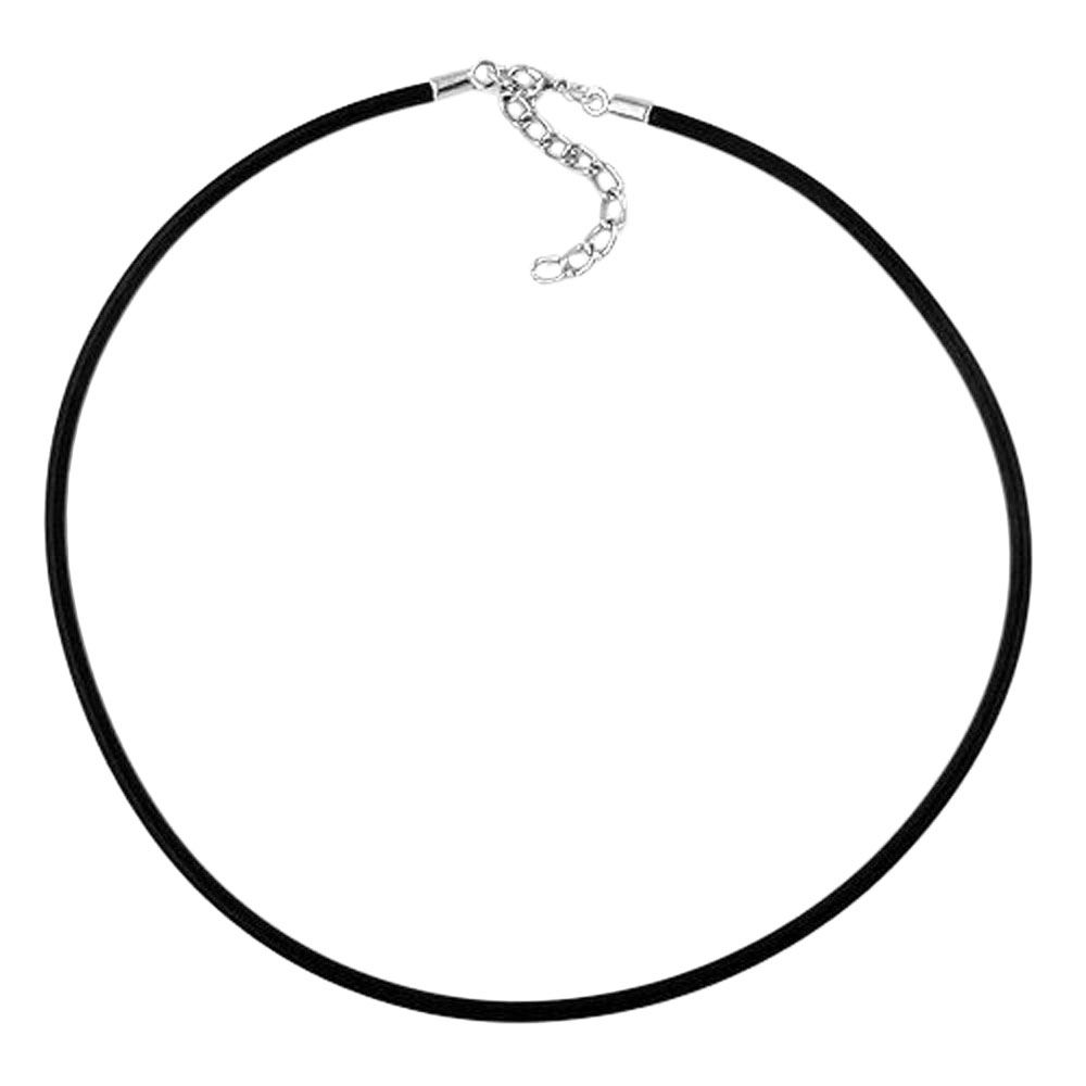 Rundschnur 3mm Vollgummikette Naturkautschuk Verschluss silberfarbig 50cm (Länge 50cm, schwarz)