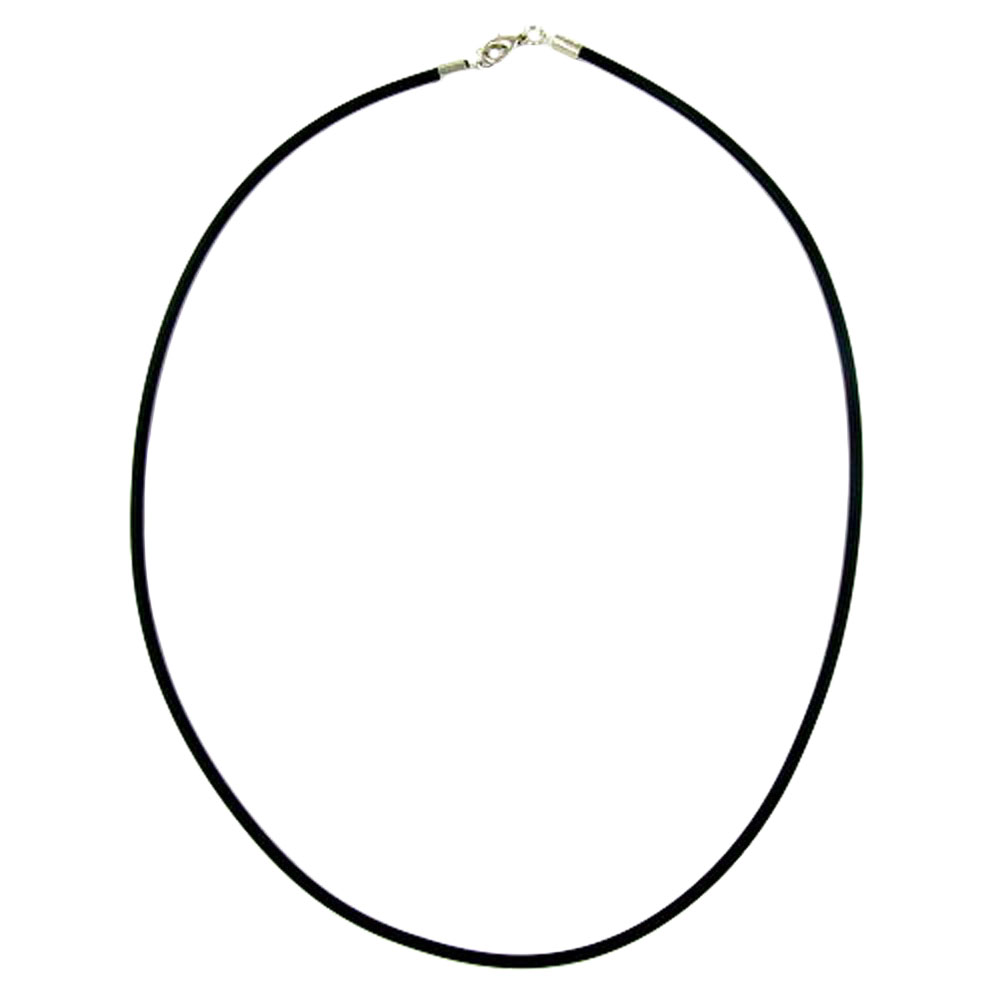 Rundschnur 3mm Vollgummikette Naturkautschuk Verschluss silberfarbig 80cm (Länge 80cm, schwarz)