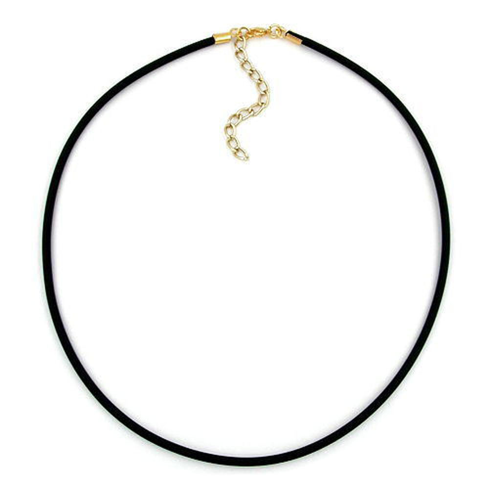 Rundschnur 3mm Vollgummikette Naturkautschuk Verschluss goldfarbig 40cm (Länge 40cm, schwarz)