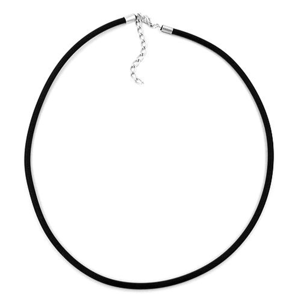 Rundschnur 4mm Vollgummikette Naturkautschuk Verschluss silberfarbig 55cm (Länge 55cm, schwarz)