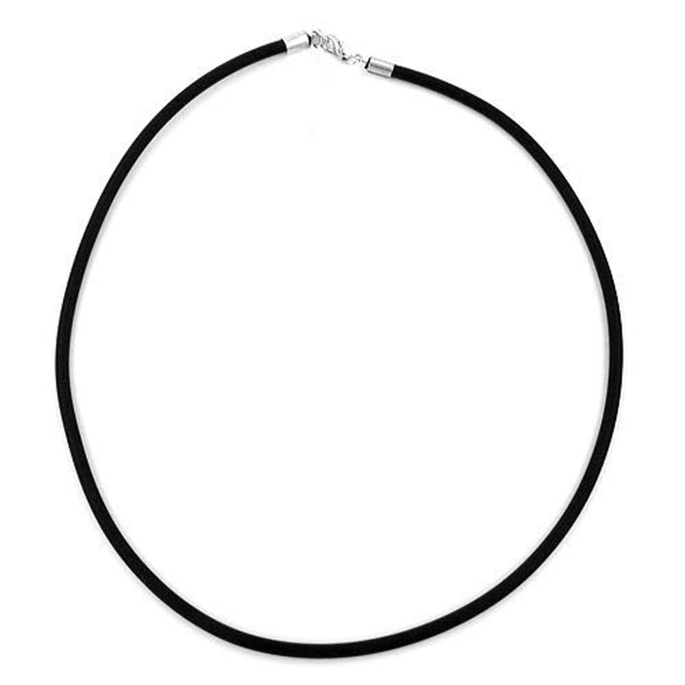 Rundschnur 4mm Vollgummikette Naturkautschuk Verschluss silberfarbig 70cm (Länge 70cm, schwarz)