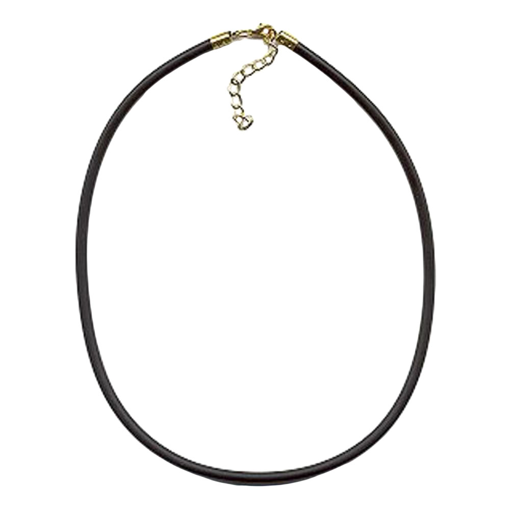 Rundschnur 4mm Vollgummikette Naturkautschuk Verschluss goldfarbig 40cm (Länge 40cm, schwarz)