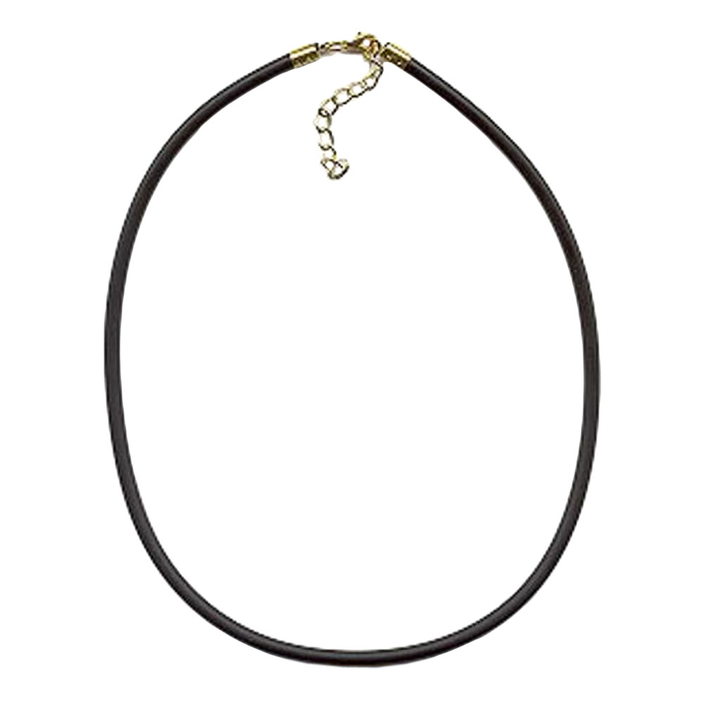 Rundschnur 4mm Vollgummikette Naturkautschuk Verschluss goldfarbig 50cm (Länge 50cm, schwarz)