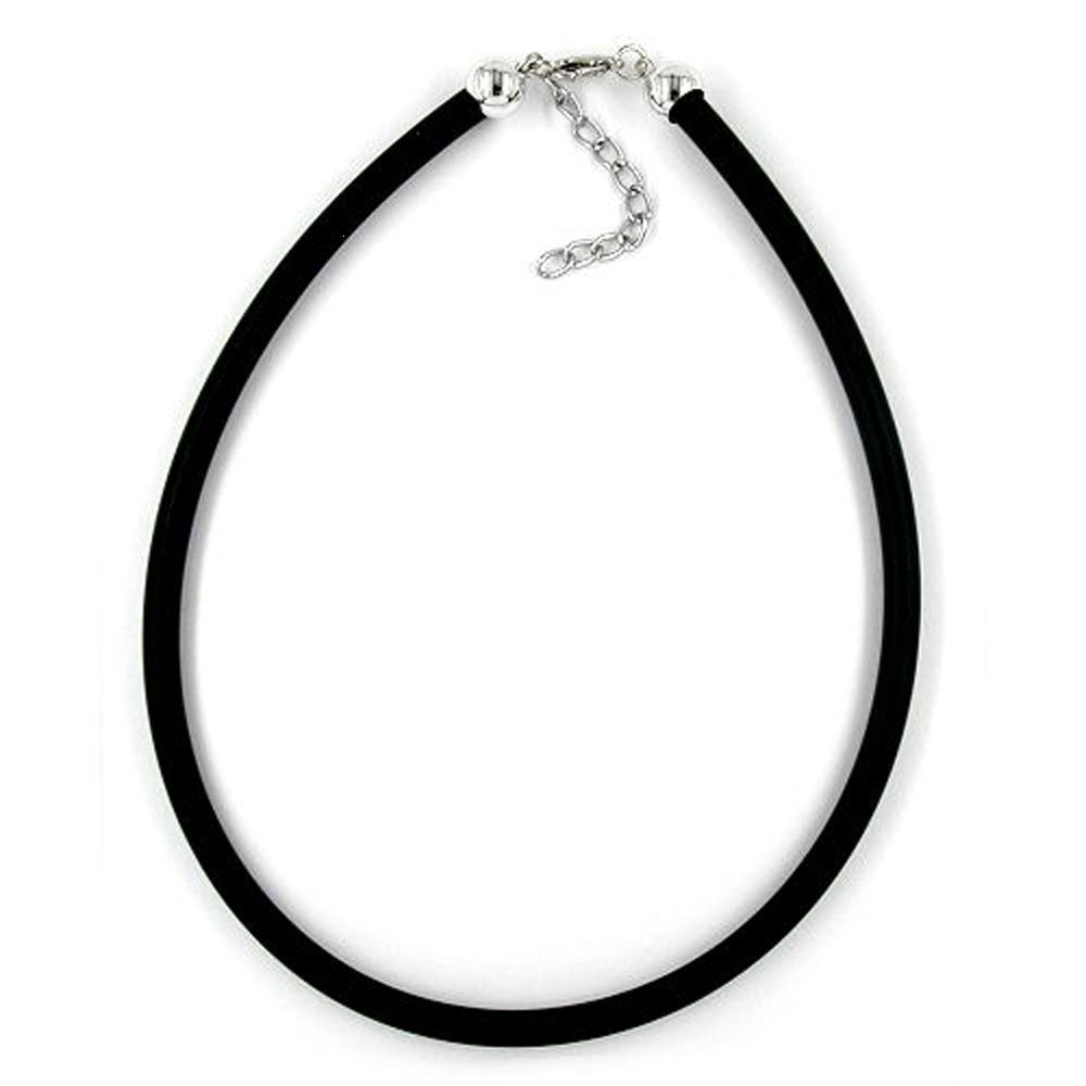 Rundschnur 6mm Vollgummikette Verschluss silberfarbig 45cm (Länge 45cm)