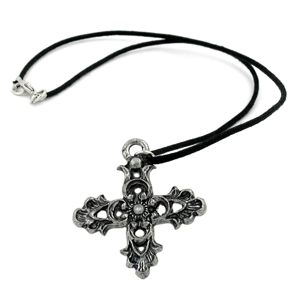 Kette 33x33mm Zinn-Anhänger Kreuz filigran 45cm (Länge 45cm)