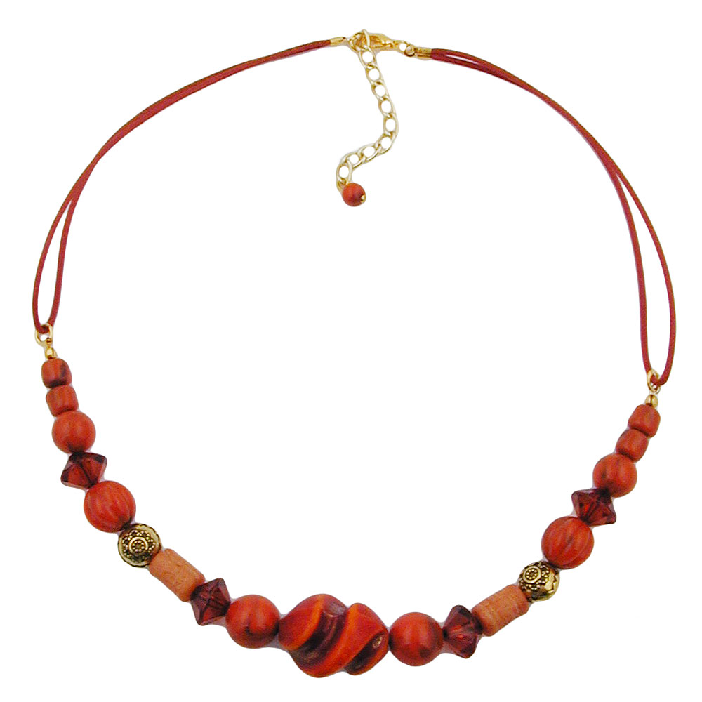 Kette Kunststoffperlen Schraubenperle rot-rostbraun mit Kordel 45cm (Länge 45cm, rostbraun)