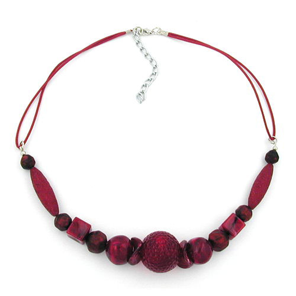 Kette 21mm Wabenperle bordeaux-dunkelrot Kordel 45cm (Länge 45cm, rot)
