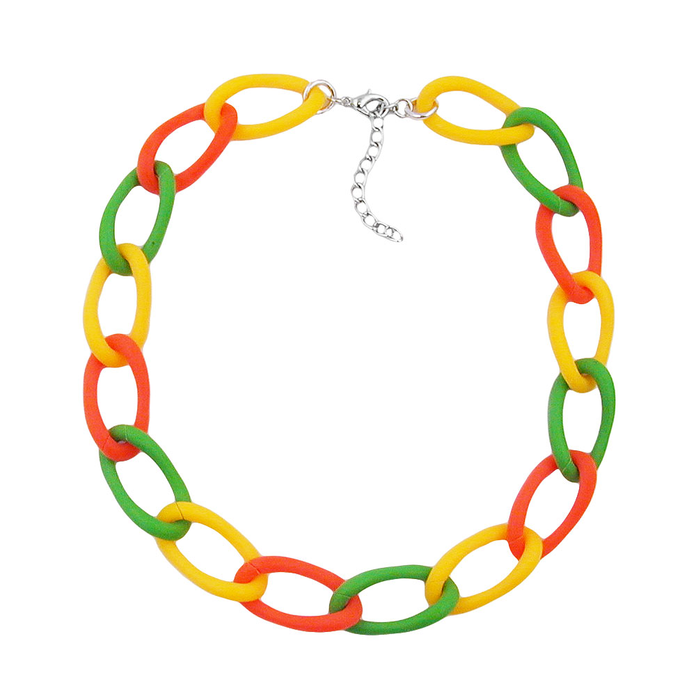 Kette Weitpanzer Kettenglieder Kunststoff gelb-apricot-grün 45cm (Länge 45cm, multicolor)