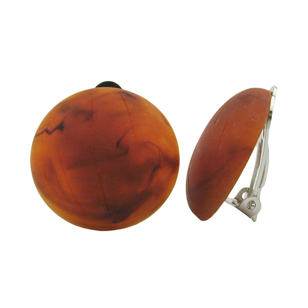 Clip Ohrring 22mm Riss rostbraun-marmoriert matt Kunststoff-Bouton (rostbraun)