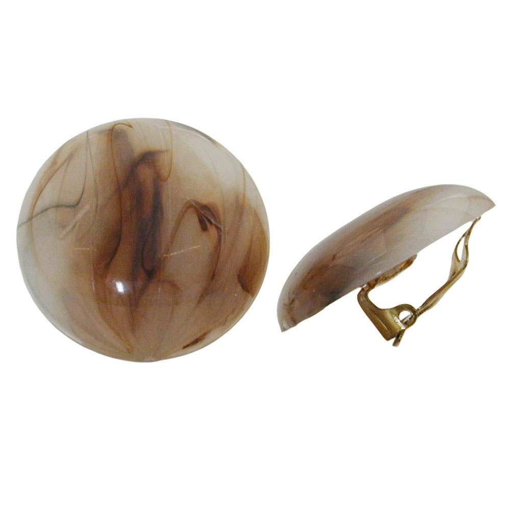 Clip Ohrring 30mm Riss braun-horn-marmoriert glänzend Kunststoff-Bouton (braun)
