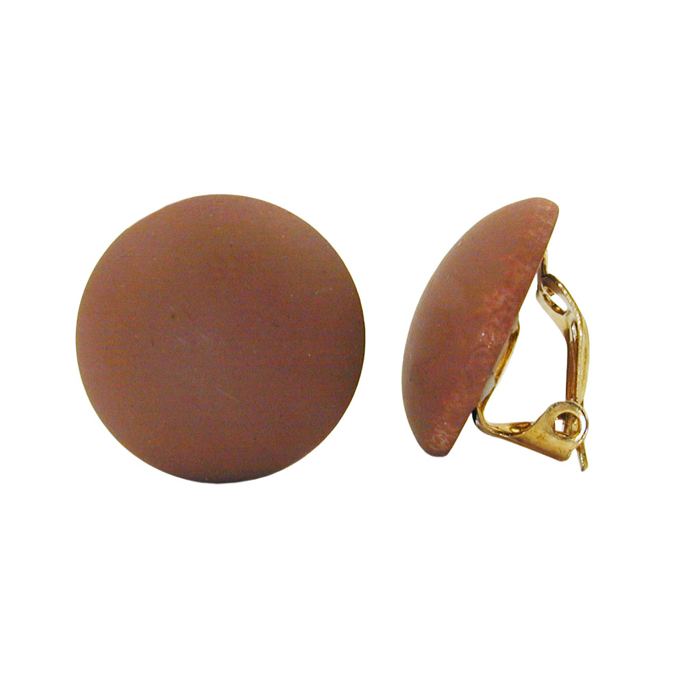 Clip Ohrring 18mm braun matt Kunststoff-Bouton (braun)