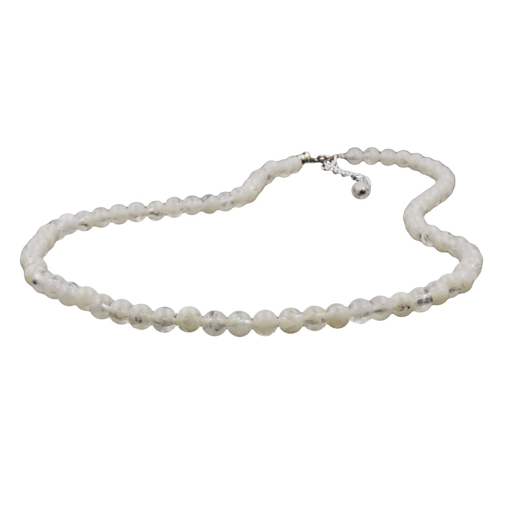 Kette 6mm Perle Kunststoff kristall-creme 42cm (Länge 42cm, creme)