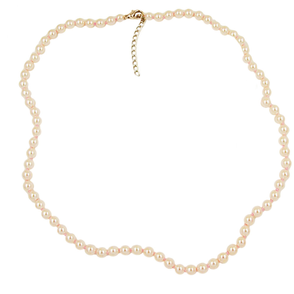 Kette 8mm Glasperlenkette geknotet cremefarben 65cm (Länge 65cm, creme)