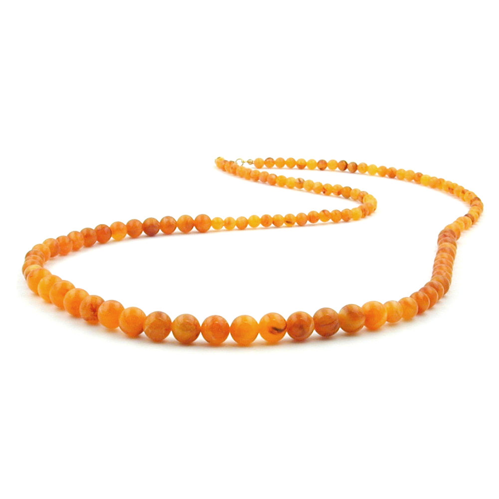 Kette 6-8-10mm Perlen bernsteinfarbig glänzend Kunststoff 90cm (Länge 90cm, bernsteinfarbig)