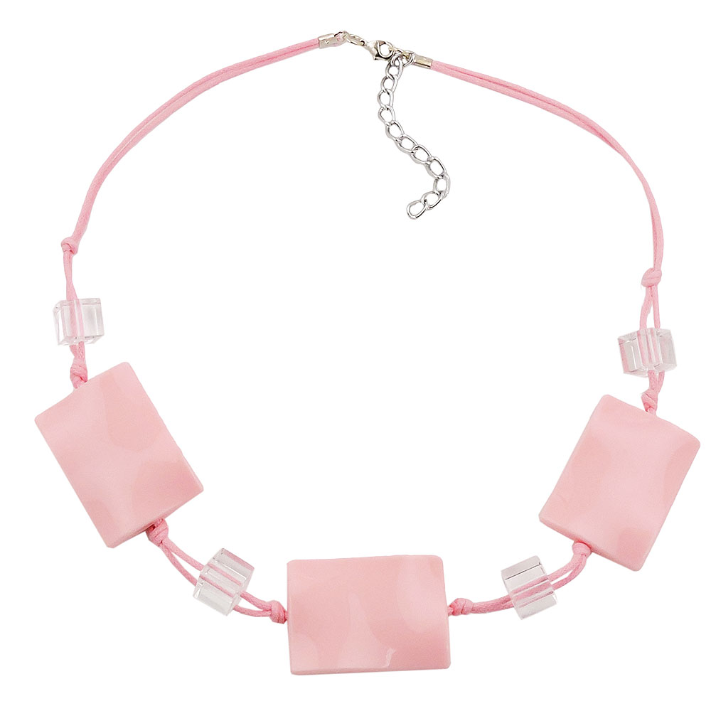 Kette 3x 35x25mm-Viereck gewellt rosa-glänzend 45cm (Länge 45cm, rosa)
