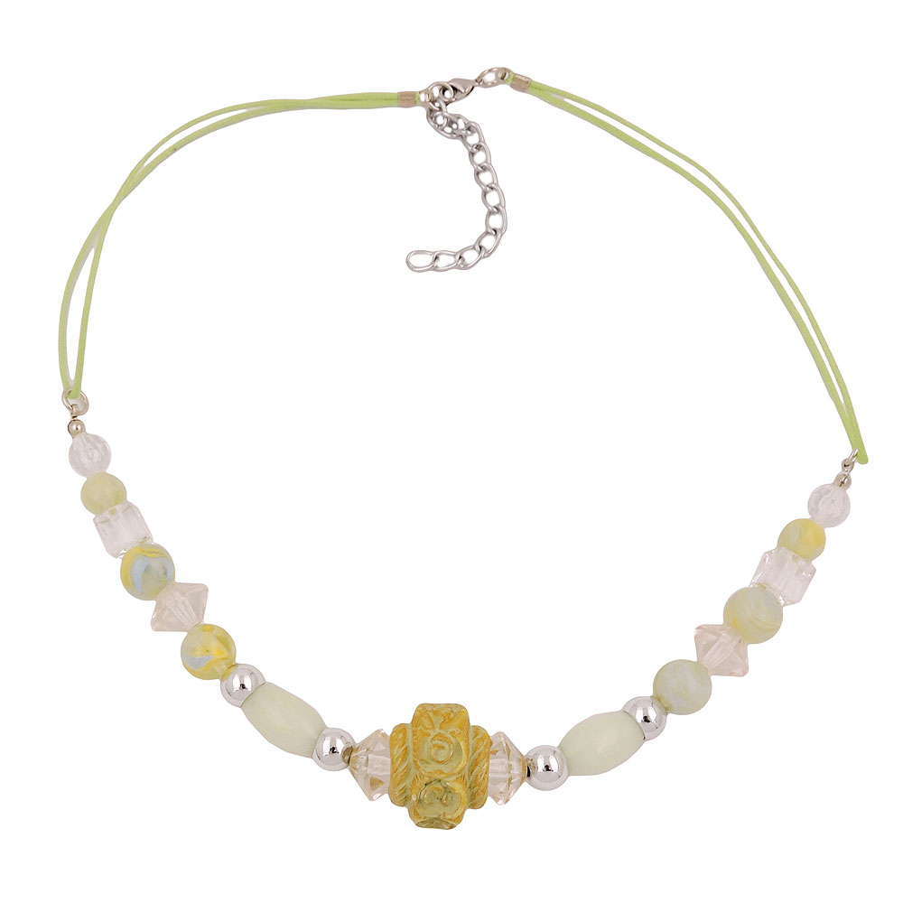 Kette 21x16mm Rosenperle Kunststoff griechisch hellgrün Kordel lindgrün 45cm (Länge 45cm, hellgrün)
