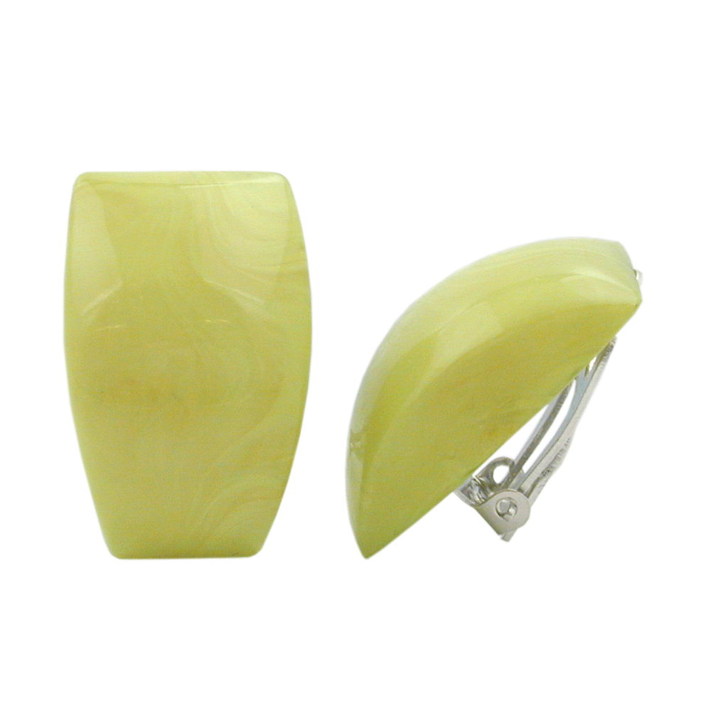 Clip Ohrring 27x17mm hellgrün-marmoriert glänzend Kunststoff-Bouton (hellgrün)