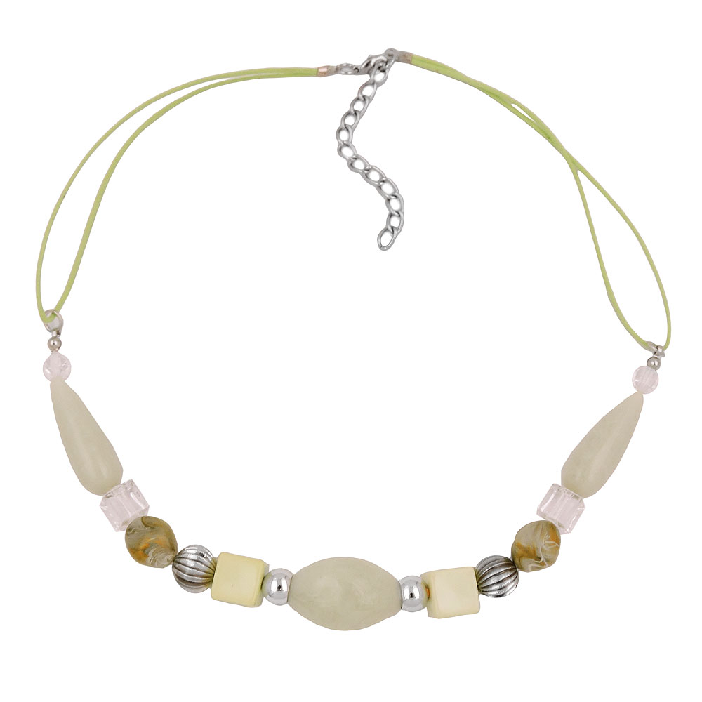 Kette 26x16mm Oliven-Perle Kunststoff mintgrün Kordel lindgrün 45cm (Länge 45cm, hellgrün)